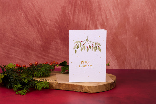 Merry Christmas Greeting Card Mistletoe